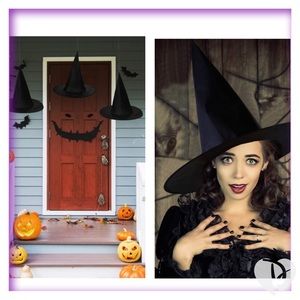 Halloween Set Of 6 Black Witch Hats